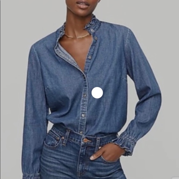 J.Crew NWT Ruffleneck classic-fit boy shirt in chambray - Picture 2 of 2